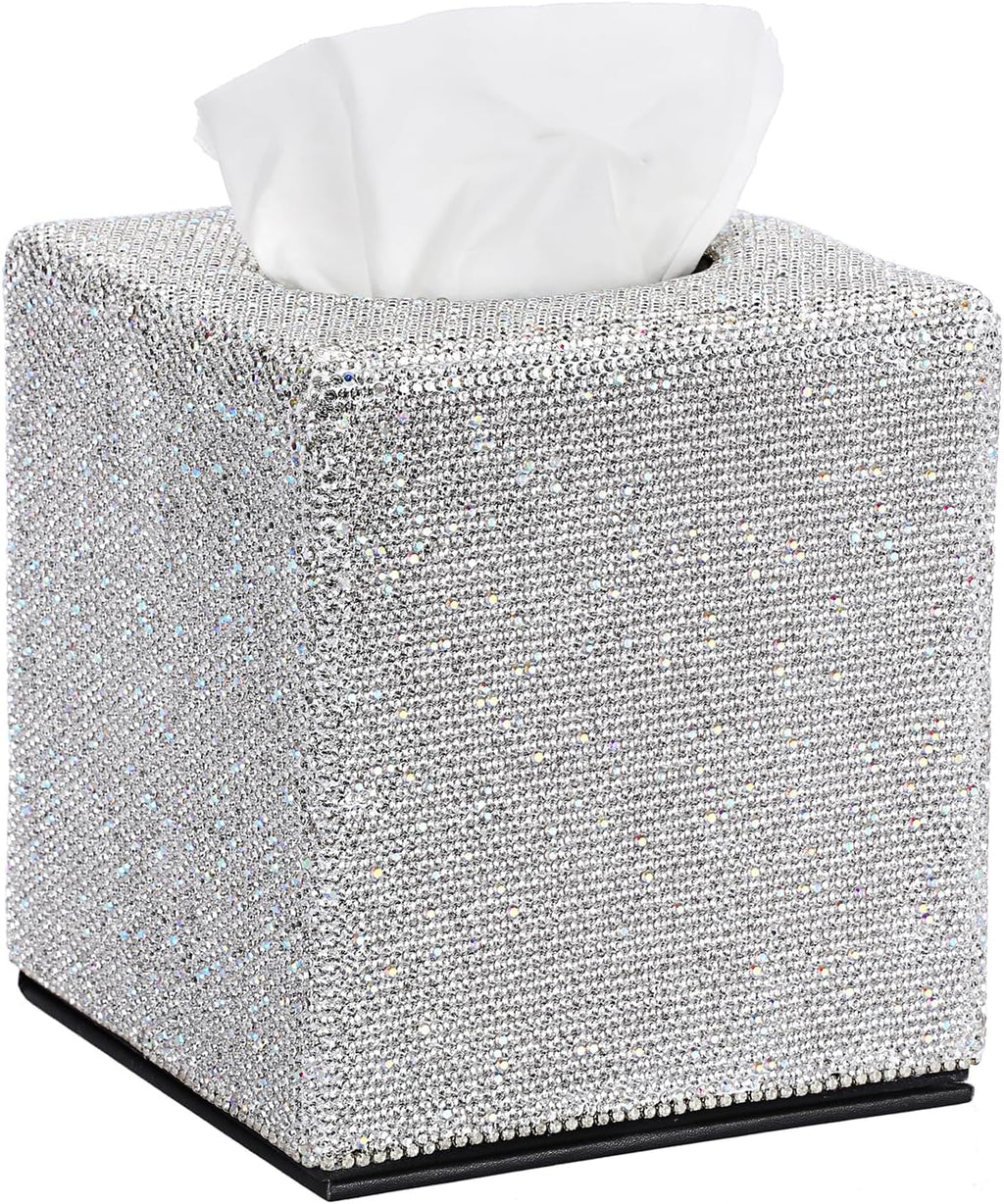 Sumnacon Tissue Box Cover Bling Square Tissue Box Holder，Magnetic Bottom