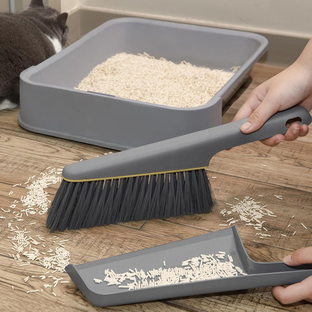 Lumkew Small Broom and Dustpan Set, Hand Mini Dust-Pan and Brush,1 Pcs Gray