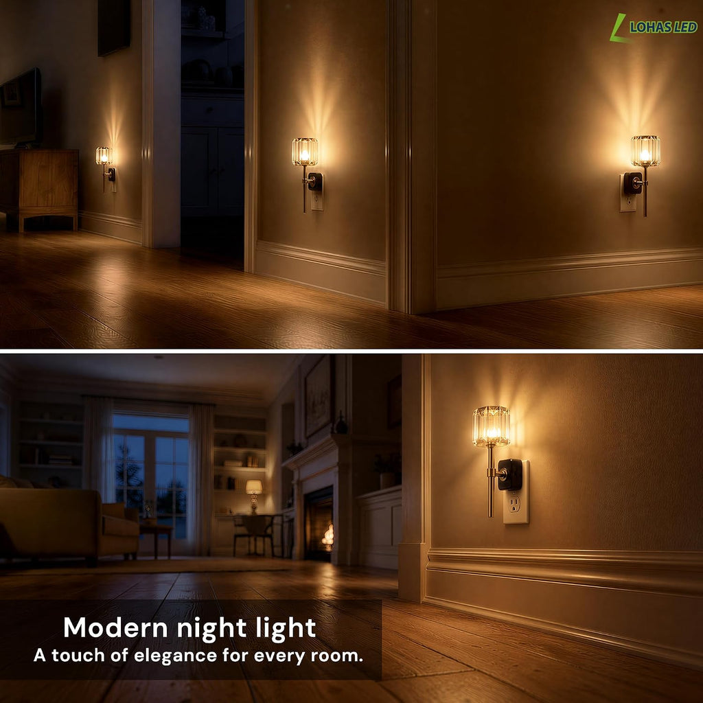 L LOHAS LED Night Lights Plug into Wall,Crystal Acrylic Cylinder Nightlight