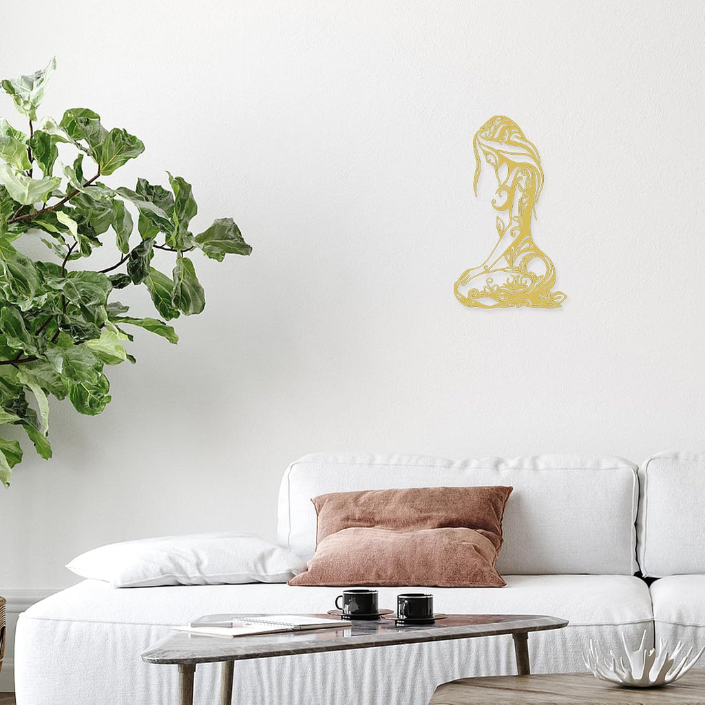 Xedatric Abstract Metal Wall Art Minimalist Line Sculpture for Home.Gold.