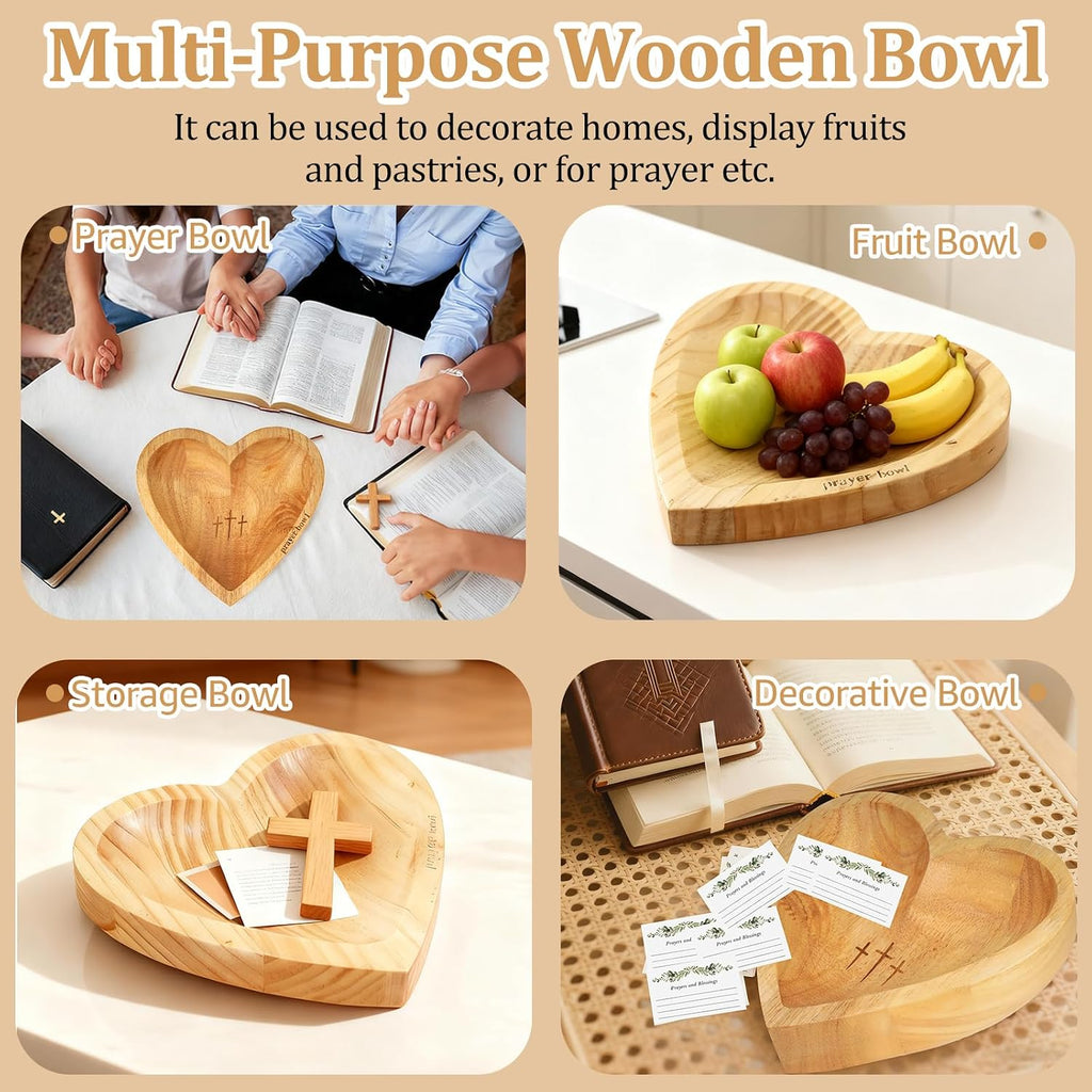 Prayer Bowl with Cards, Heart Decor Bowl, Christian Gifts for Women