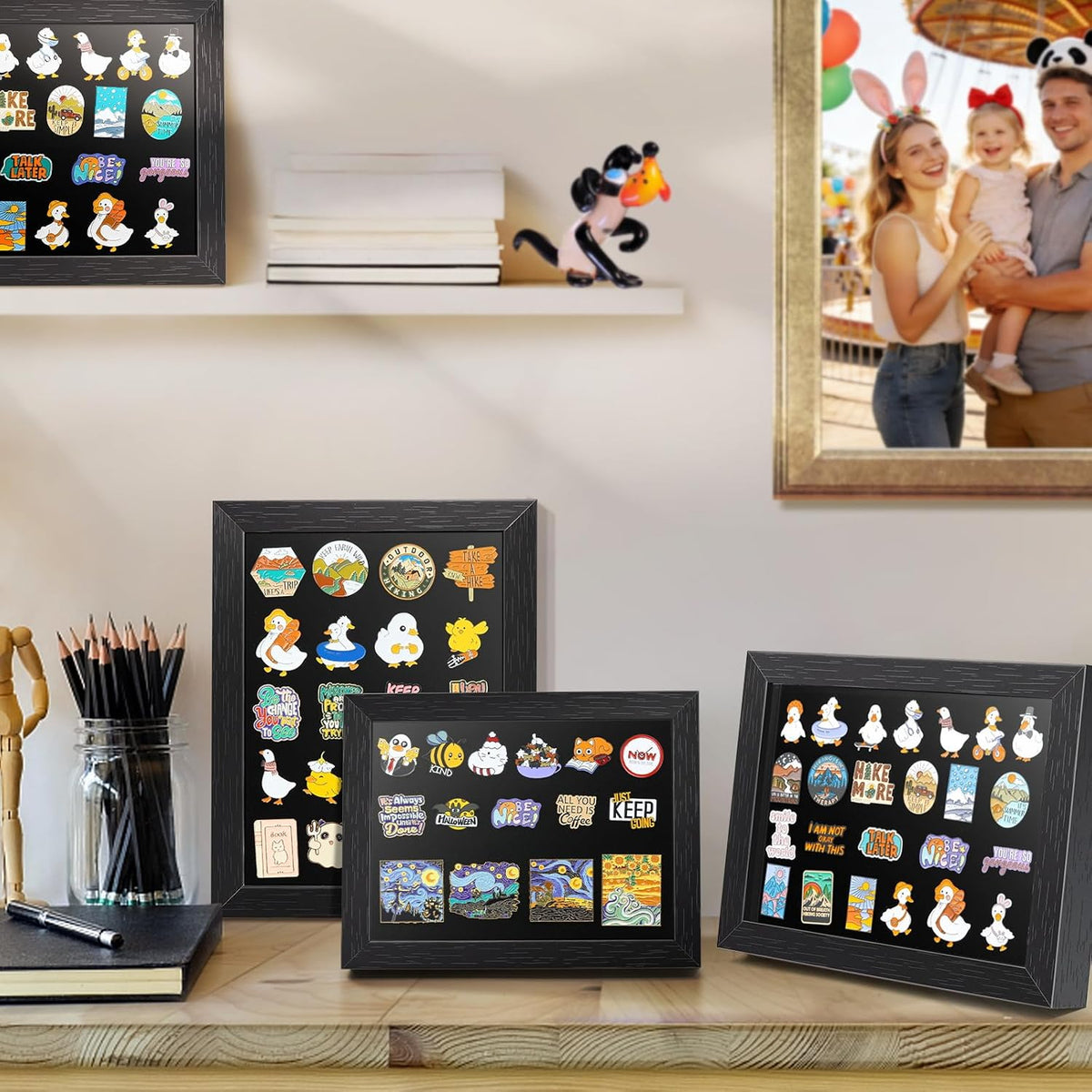 tutata 7x9 Pin Display Frame, Wall & Desktop Mount Shadow Box, Black