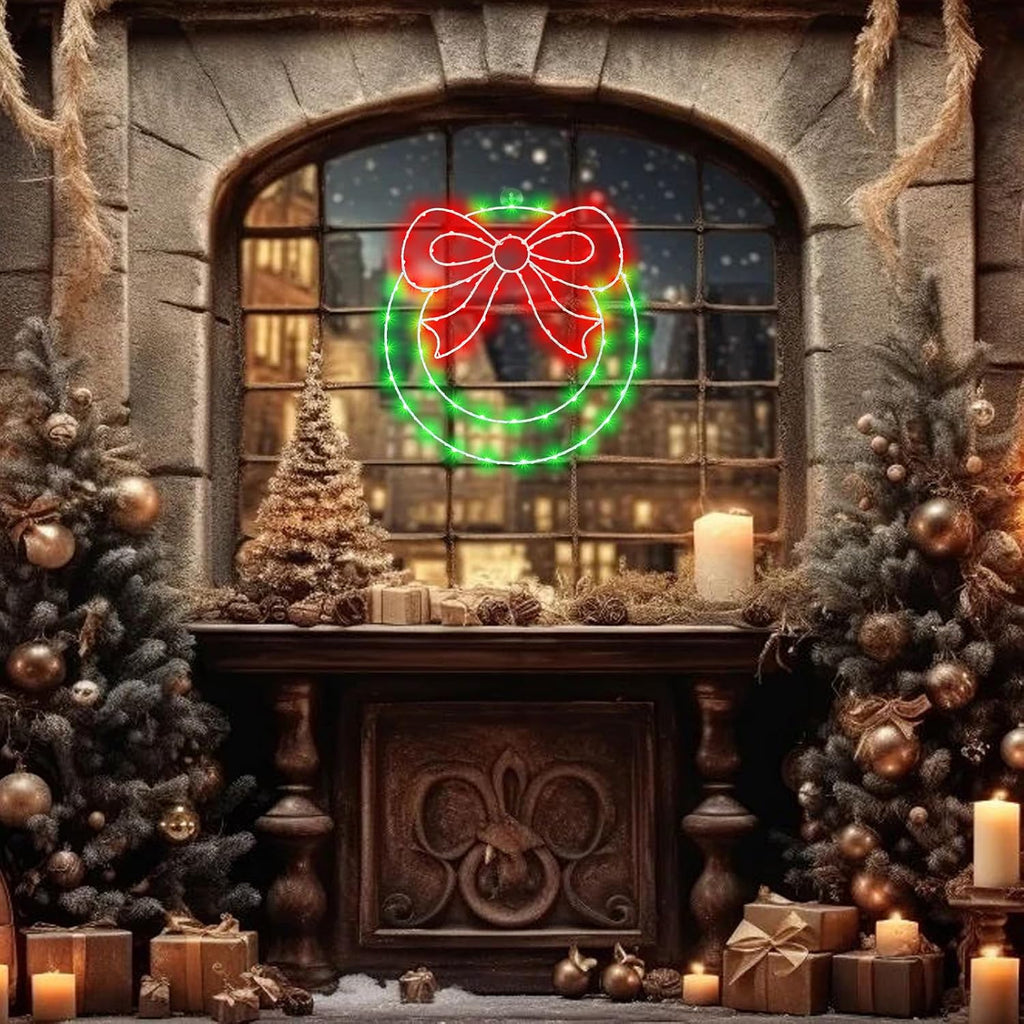 Zimati 2 Pack Christmas Window Lights Decorations 14 inch Wreath Silhouette