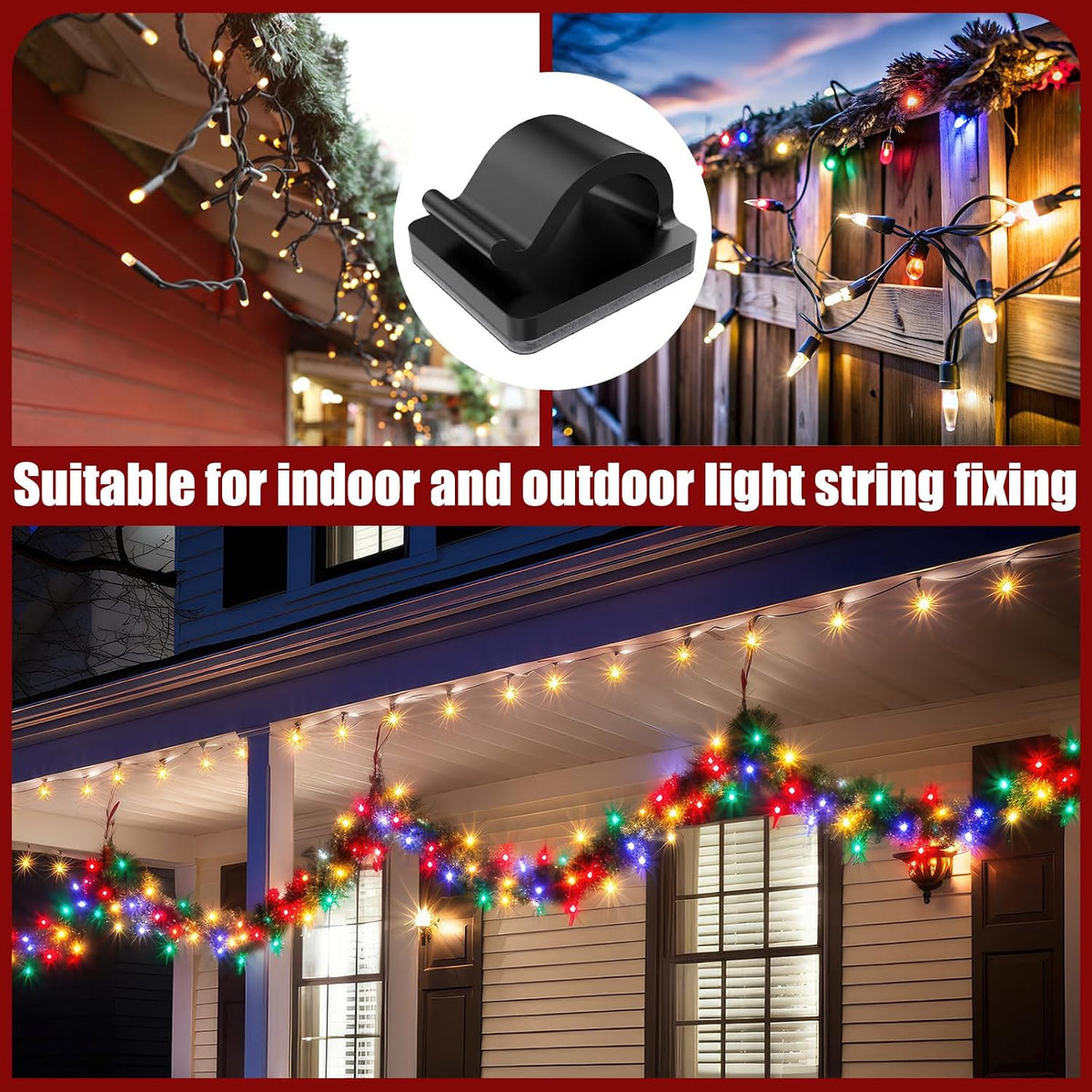 Blulu 100 Pcs Christmas Light Clips, Self Adhesive, Medium, Black
