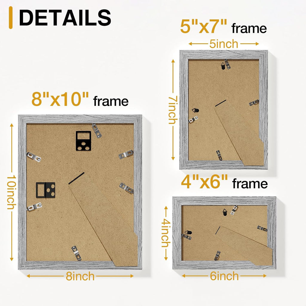 decorUhome Picture Frames Set of 20 for Wall and Tabletop Display, Grey