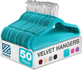 Zober Turquoise Velvet Hangers 50 Pack, Slim Non Slip Clothes Hangers