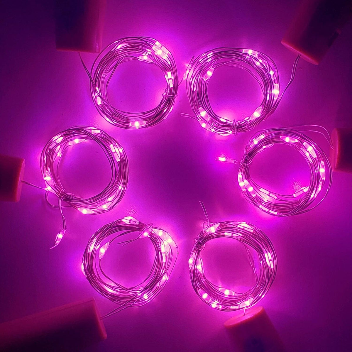 Wine Bottle Lights with Cork, 6 Pack Battery Operated 15 LED Cork Shape Silver Wire Colorful Fairy Mini String Lights for DIY, Party, Decor, Christmas, Halloween,Wedding (Pink)
