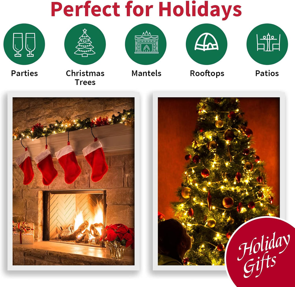 LAMPHOME 300 LED Warm White Christmas Lights, 64.8 Ft Ultra Bright Waterproof Christmas Mini Tree String Lights with Green Wire for Indoor and Outdoor Use, Christmas Trees, Holidays, Patios Garden