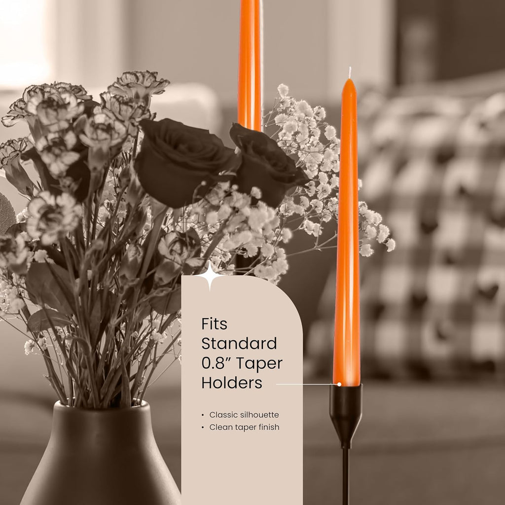 Leor & Lair Halloween Candlesticks, 4 Pack, 10" Orange & Black Candles