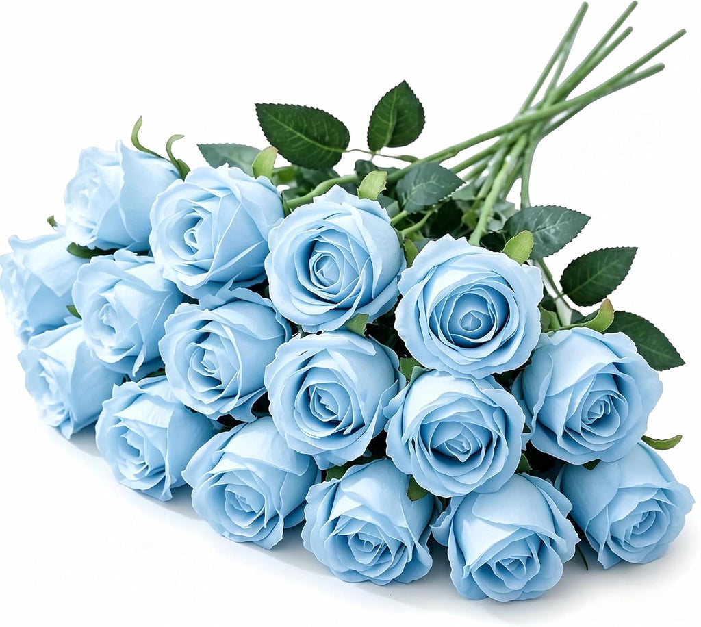 16 Realistic Artificial Roses (Rose-Flower-Blue)