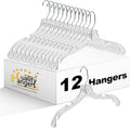 Quality Hangers 12 Pack Crystal Clear Plastic Hangers with Easy Swivel 360 Degree Hook Slim Crystal Coat Hangers 17 Inches (12, 17")