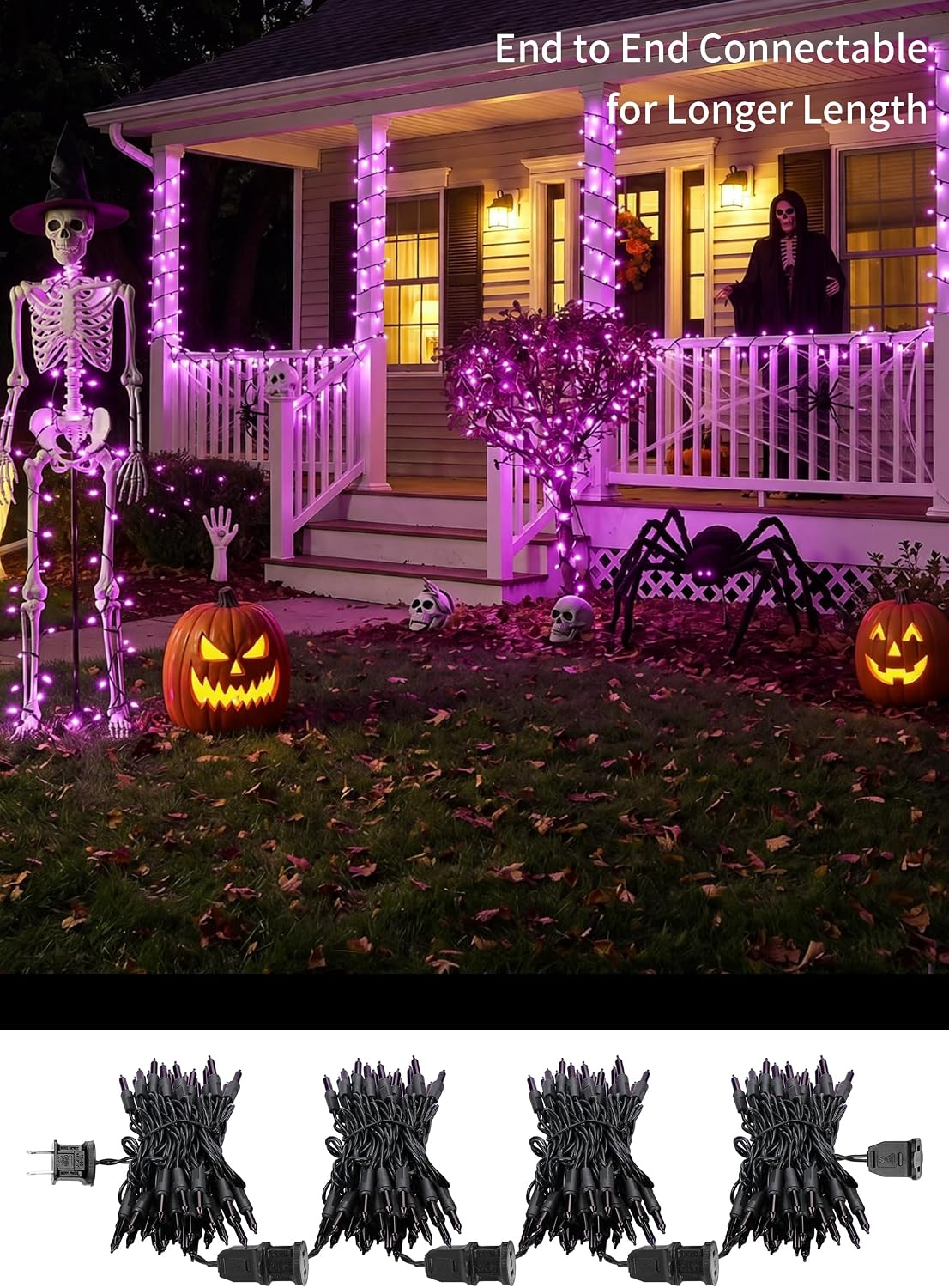 2 Pack Purple Halloween Mini Lights, 10 Feet 50 Count Mini String Lights