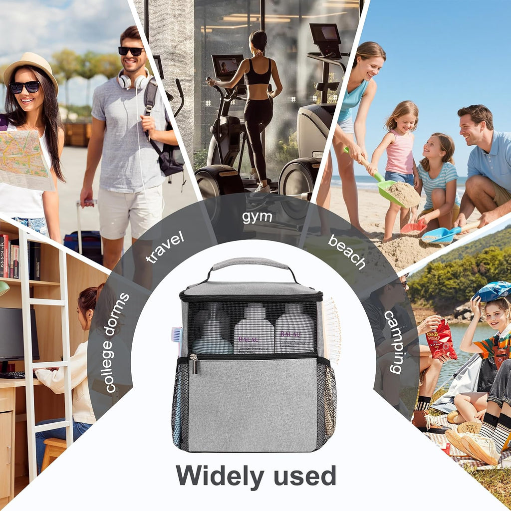 Mesh Shower Caddy Hanging for College Dorm Essentials Grey