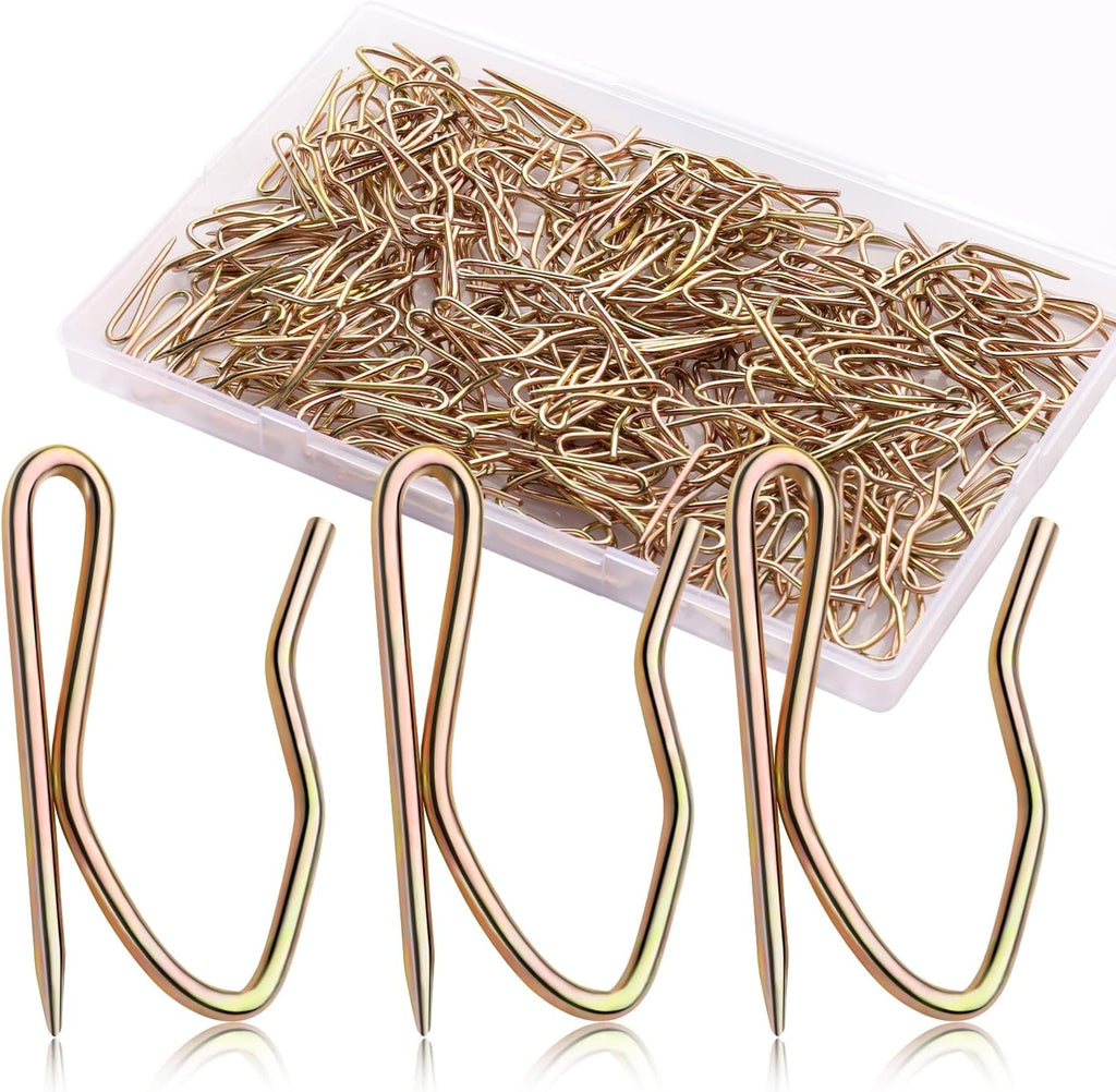 Metal Curtain Hooks, 200pcs Drapery Pins Stainless Steel Pin-on Hooks for Window Shower Door Curtain, Bronze