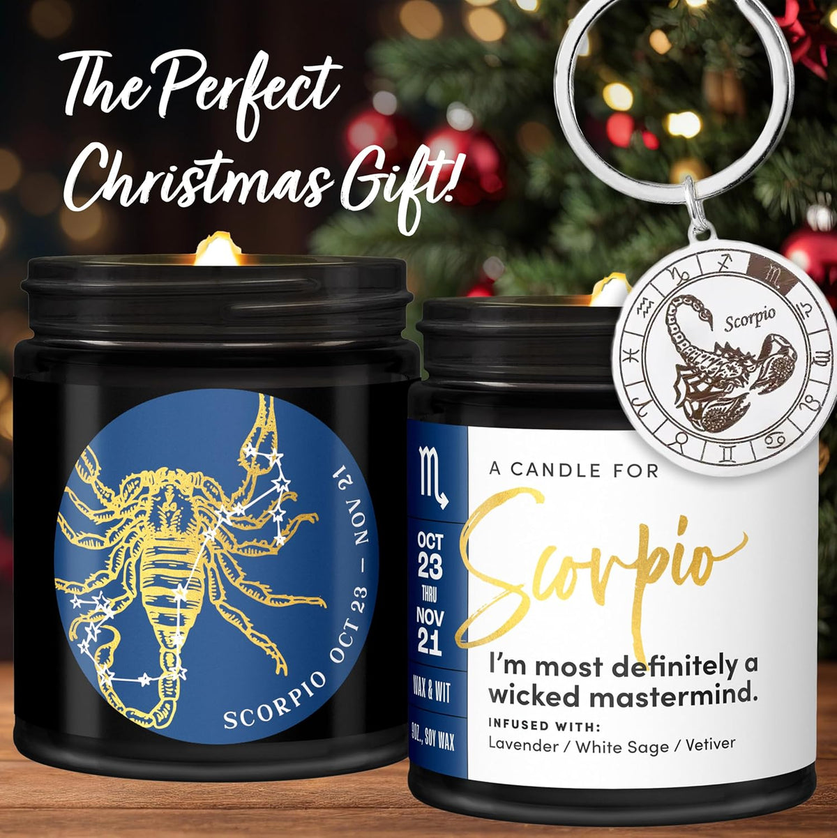 WAX & WIT Scorpio Gifts Women, Scorpio Candle Gifts for Women, Astrology Gift, October November Birthday Gift for Woman, Zodiac Candles, Zodiac Birthday for Her
