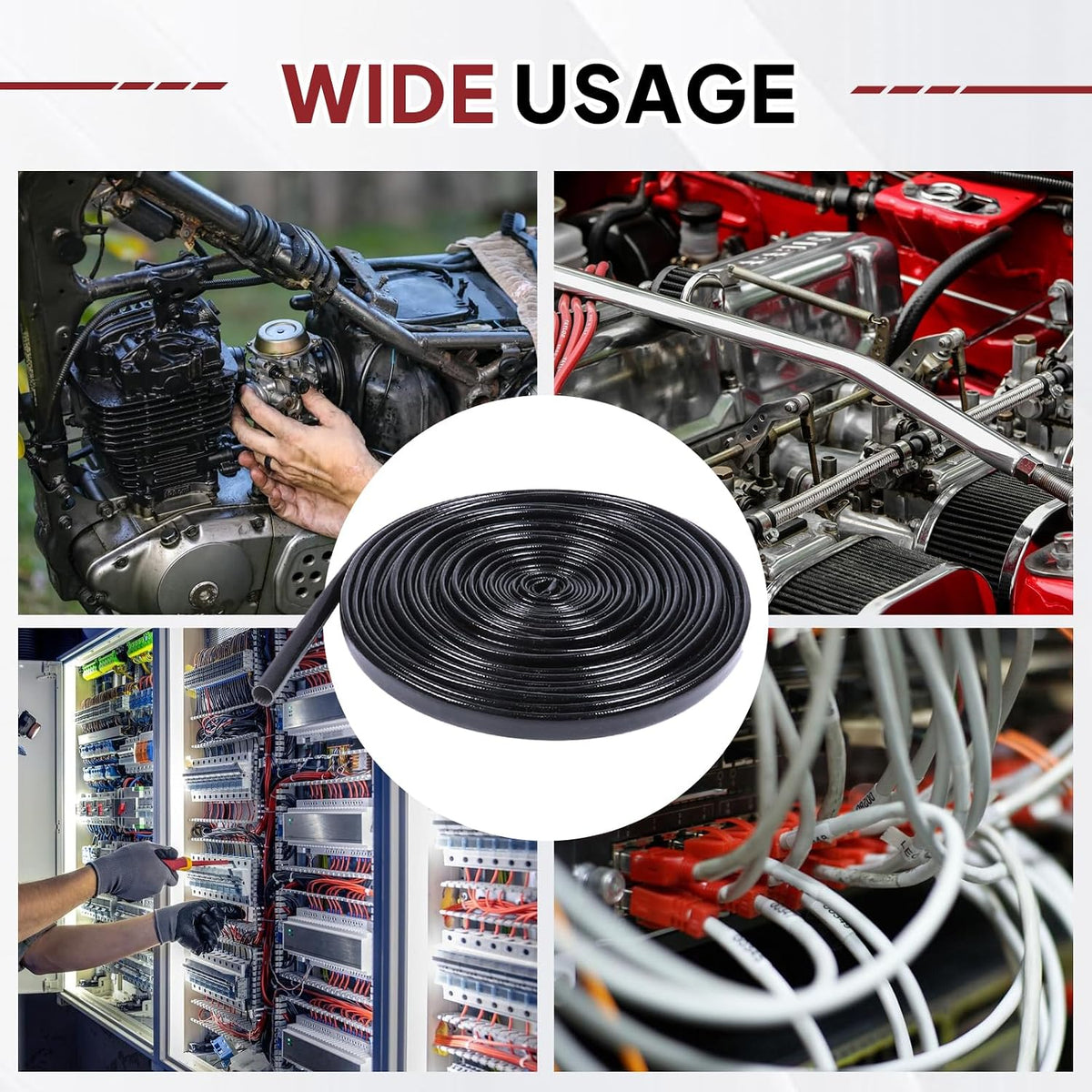 Silicone Fiberglass Sleeve Heat Shield Wire Protective High Temperature Electrical Insulation Self-extinguishing Black (9/16"-9ft)