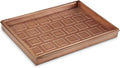 Good Directions 20″ x 14″ Decorative Squares Design Metal Boot Tray – Galvanized Steel with Copper Finish, Multi-Purpose Shoe, Plant & Pet Bowl Tray