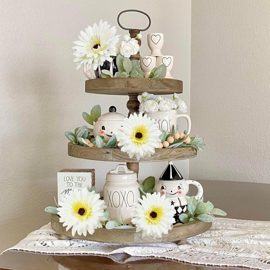 20 Pcs Fake Silk Gerbera Daisy Artificial Flowers with Stems Faux Daisies Flower Bulk for DIY Art Crafts Home Wedding Party Vase Centerpieces Tables Garland Wreath Decoration (White)