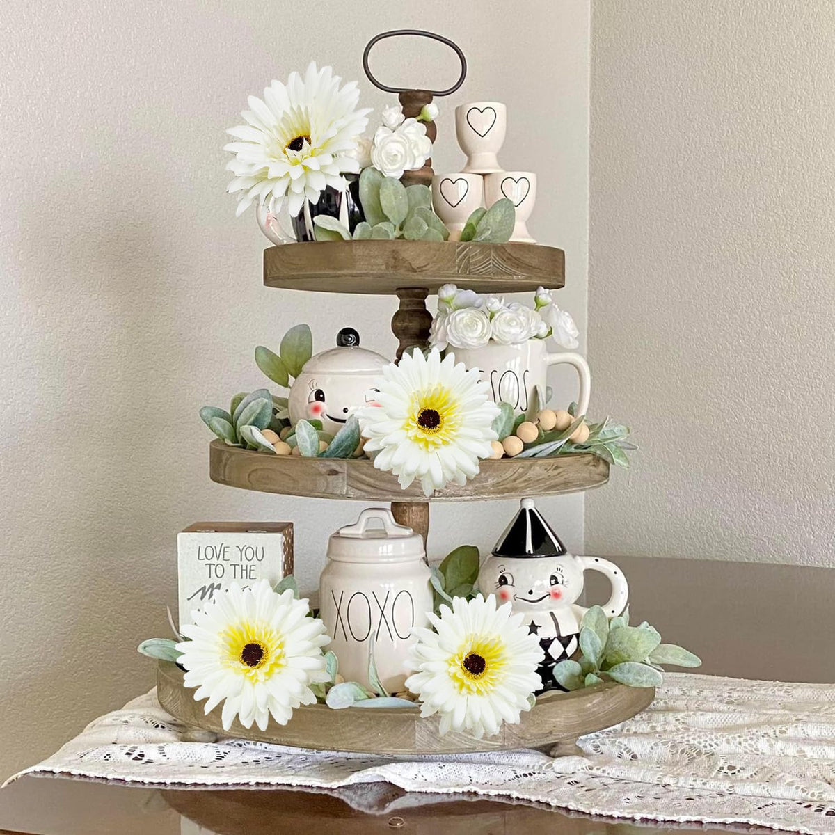 20 Pcs Fake Silk Gerbera Daisy Artificial Flowers with Stems Faux Daisies Flower Bulk for DIY Art Crafts Home Wedding Party Vase Centerpieces Tables Garland Wreath Decoration (White)