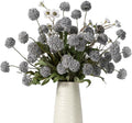 Mixed 10 Pcs Artificial Pompon Mum Set-8 Chrysanthemum & 2 White Daisy, Blue Silk Faux Flower for Vase Fall Floral Arrangements Wedding Centerpiece DIY Home Indoor Outdoor Decor (No Vase)