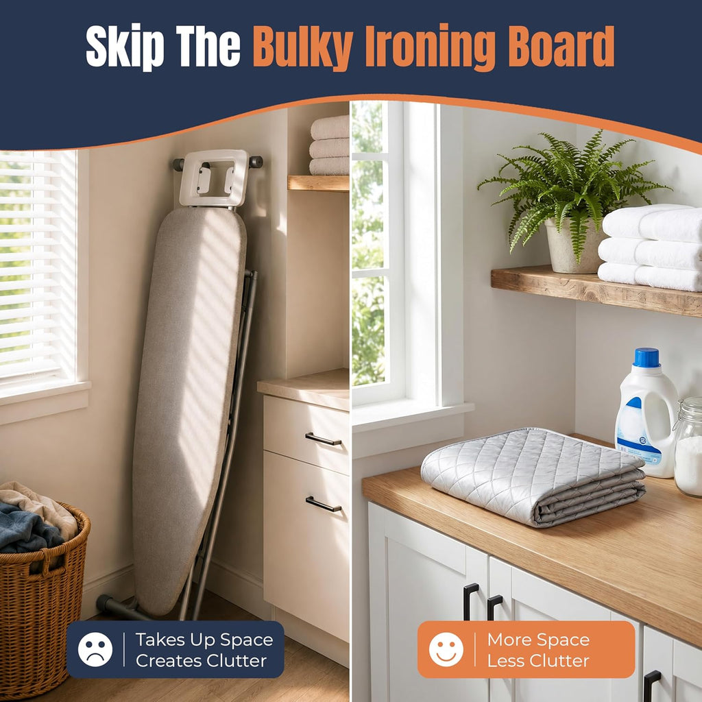 Portable Ironing Mat Blanket, Foldable Ironing Pad for Washer Dryer Top, Tabletop, Bed or Floor Ironing Board Alternative Replacement for Laundry Room, Apartment, Dorm, RV & Travel 18" x 31"