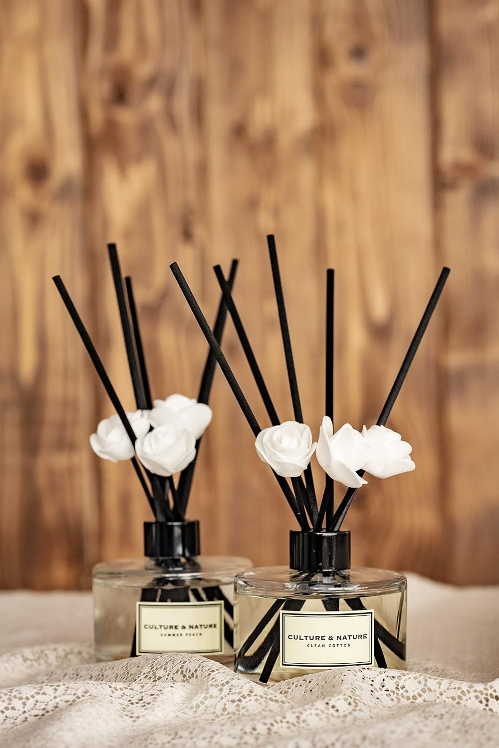 CULTURE & NATURE Reed Diffuser Set 6.7oz (200ml) Magnolia Scented Diffuser with Sticks Home Fragrance Reed Diffuser for Bathroom Shelf Decor