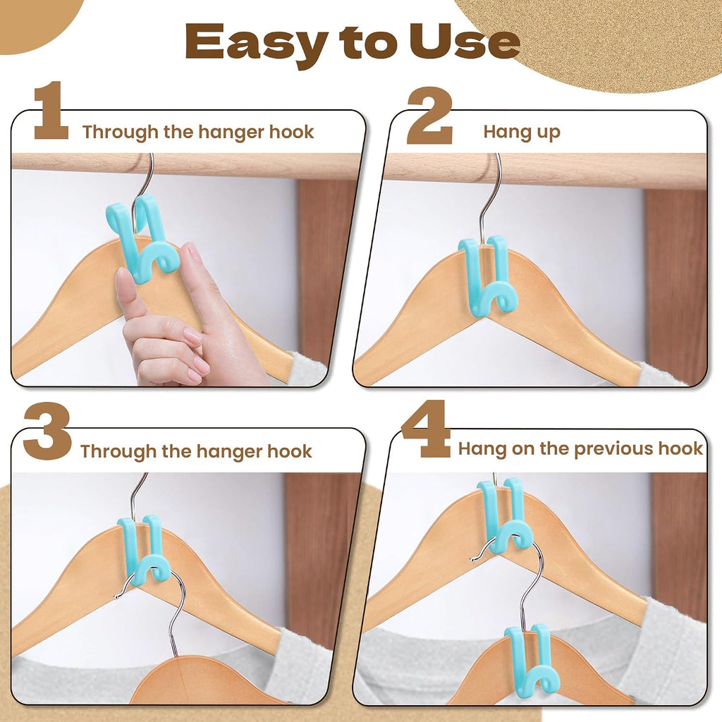 Mlici 60 Pack Space Saving Hanger Connector Hooks for Closet, Sky Blue