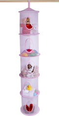 Handy Laundry 5-Shelf Storage Organizer - 12" X 59" - Hang in Your Children's Room or Closet - Fun Way to Organize Kids Toys or Store Gloves, Hats and Mittens - Attaches Easily to Any Rod (Pink)