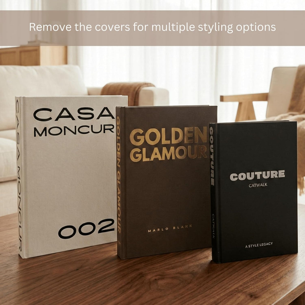 Decorative Coffee Table Books, Set of 3, Black and White, Real Pages