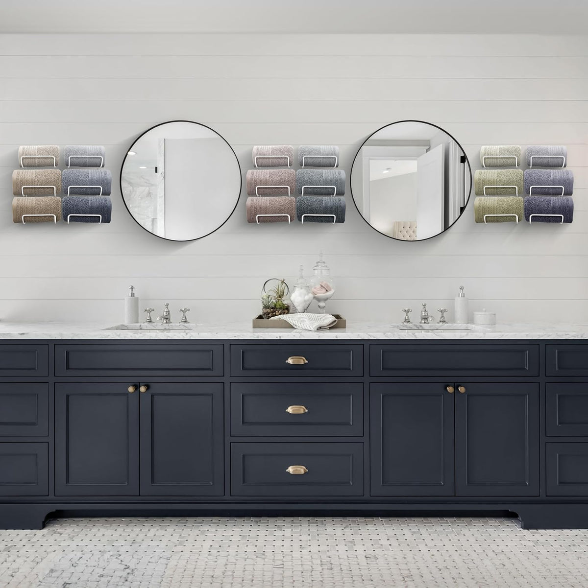 Sorbus Towel Racks for Bathroom, Wall Mounted (4 Pack 12 Towels, White)