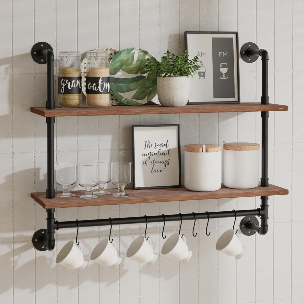 ROGMARS Industrial Pipe Shelving Bathroom Shelves with Towel bar 30 inch