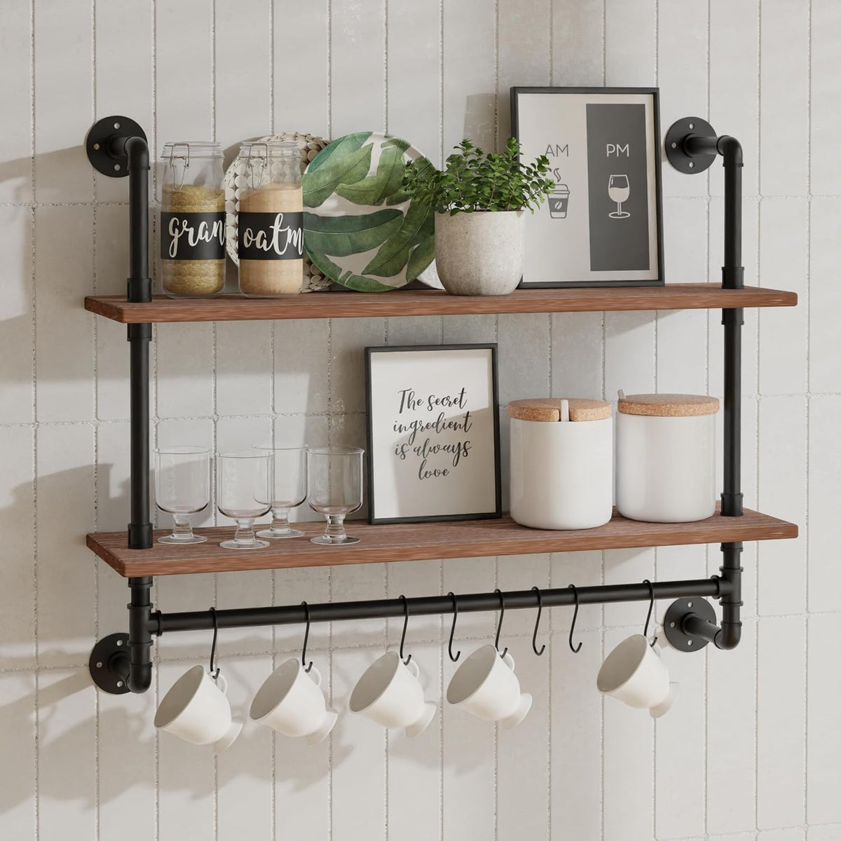 ROGMARS Industrial Pipe Shelving Bathroom Shelves with Towel bar 30 inch