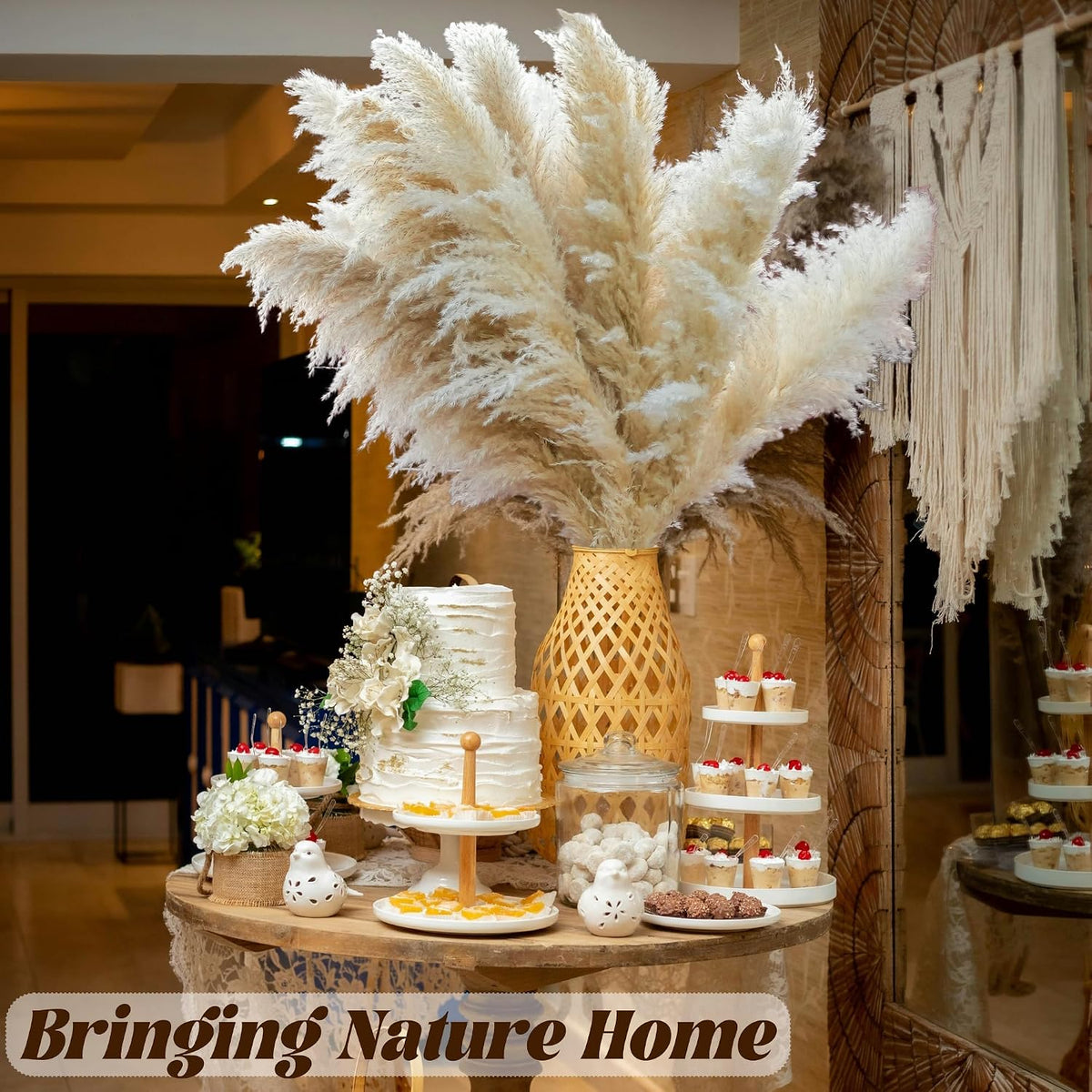 40pcs 40'' Pampas Grass Tall Decor - Pompas Floral, Tall Pampas Grass for Floor Vases, Living Room Floor, Floor Plants, Plumas para, and Grass Wall Decor