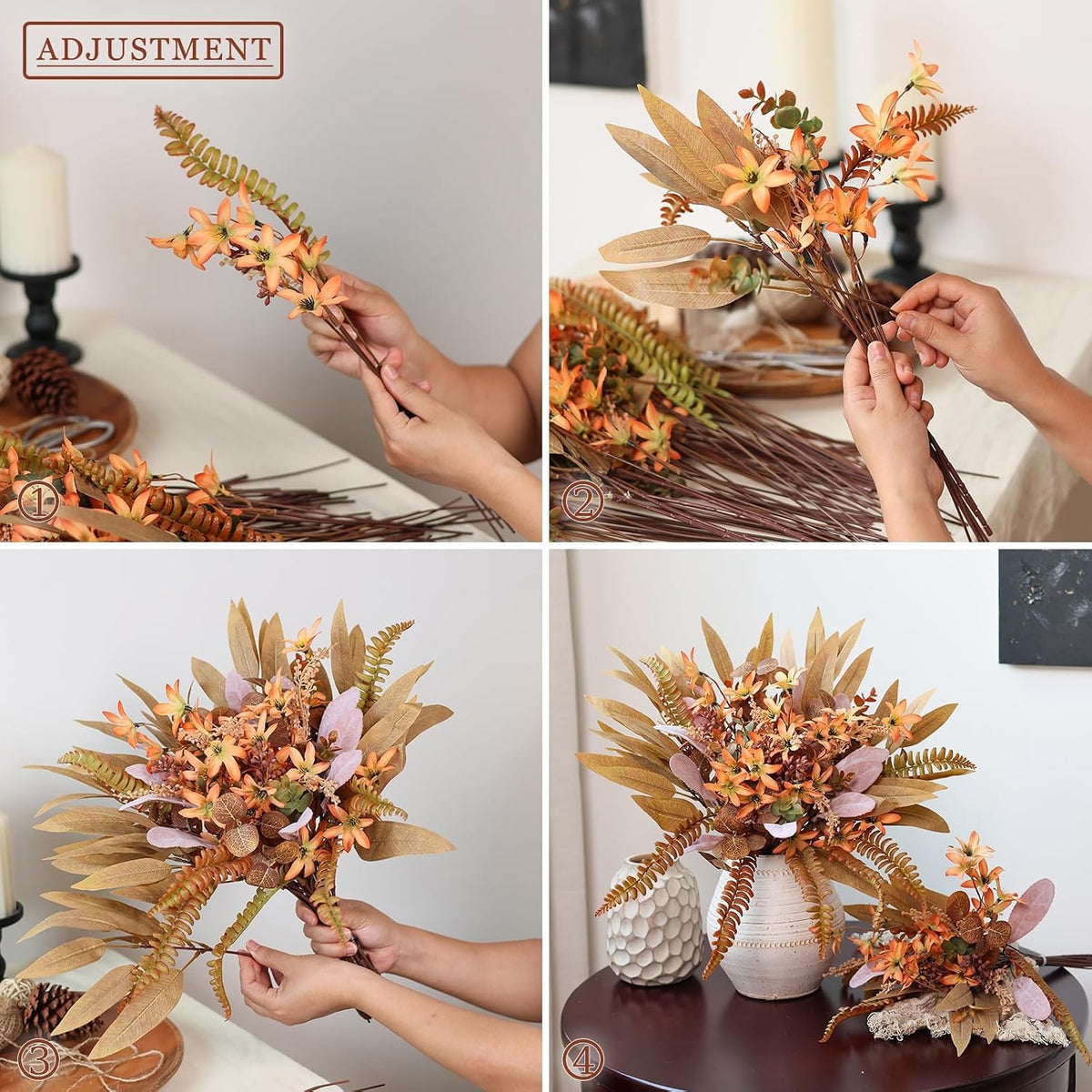 70Pcs 8 Kinds of Fall Artificial Eucalyptus Stems Box Set(Brown&Orange)