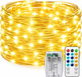 8 Mode Fairy Lights Battery Operated, 16.4FT 50 LED Twinkle String Lights with Timer & Remote, Silver Wire Waterproof Indoor Outdoor for Bedroom Christmas Wedding Dorm Decor Warm White