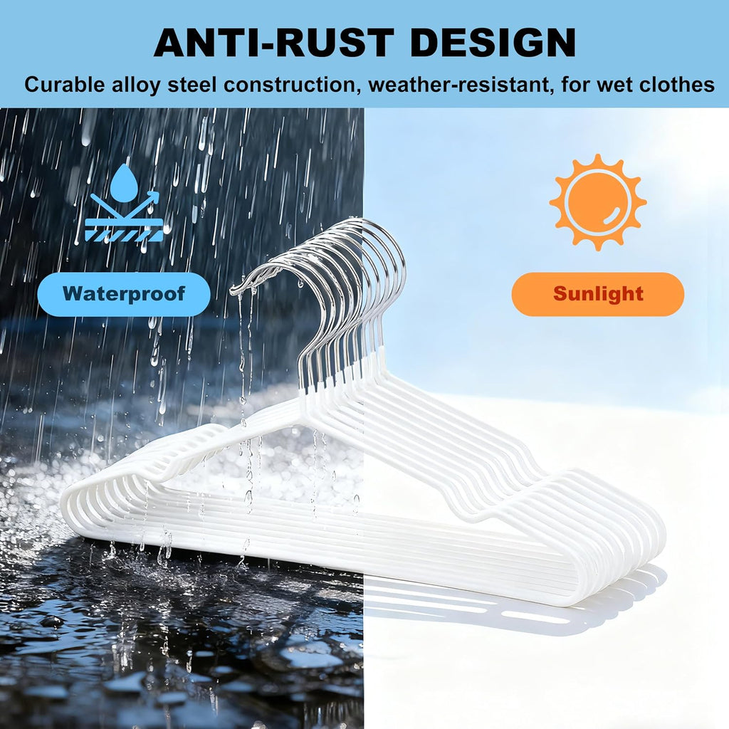Quality Non-Slip Metal Hangers 50 Pack - Slim Space Saving for Closet