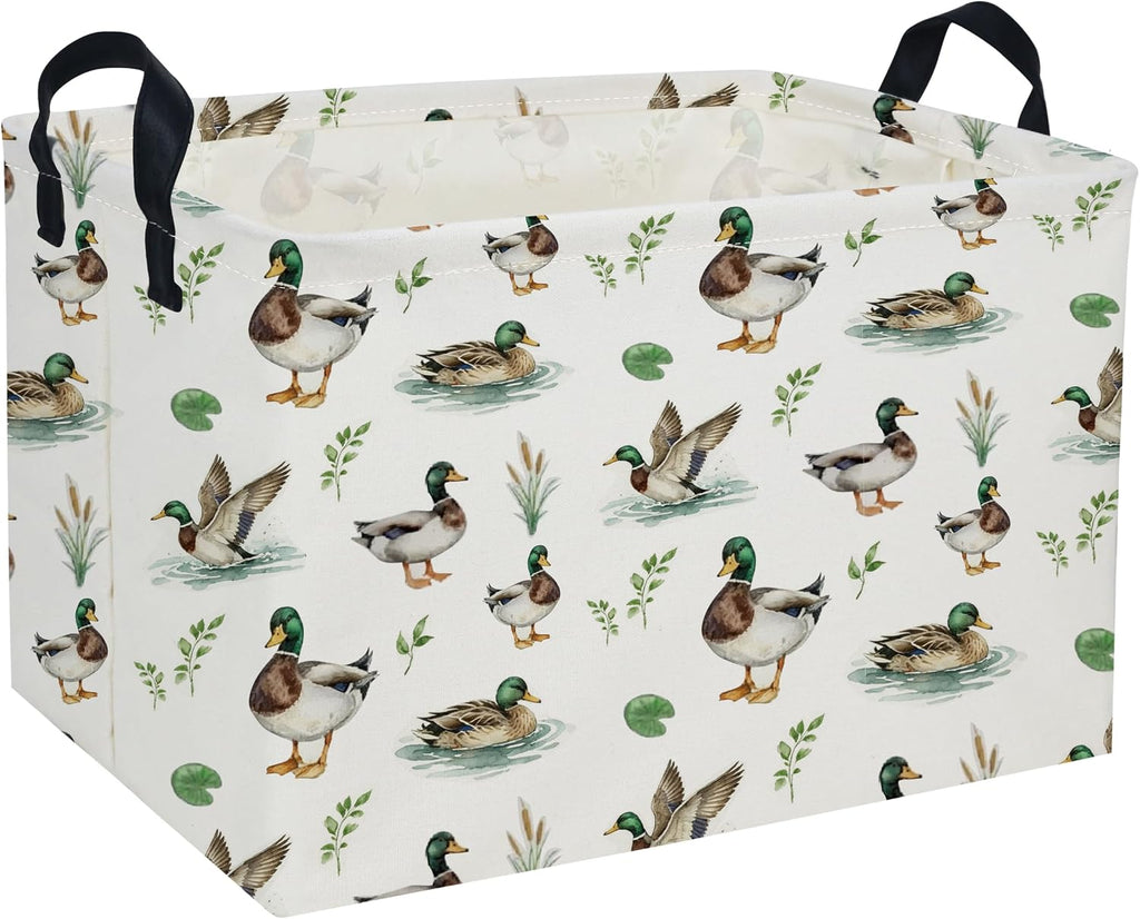 Rectangular Mallard duck Baskets Kids Basket Cute Storage Bins Organizer Box Girls Room Decor for Home.(Mallard duck)