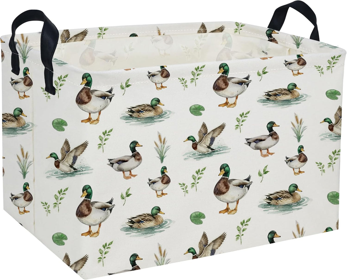 Rectangular Mallard duck Baskets Kids Basket Cute Storage Bins Organizer Box Girls Room Decor for Home.(Mallard duck)