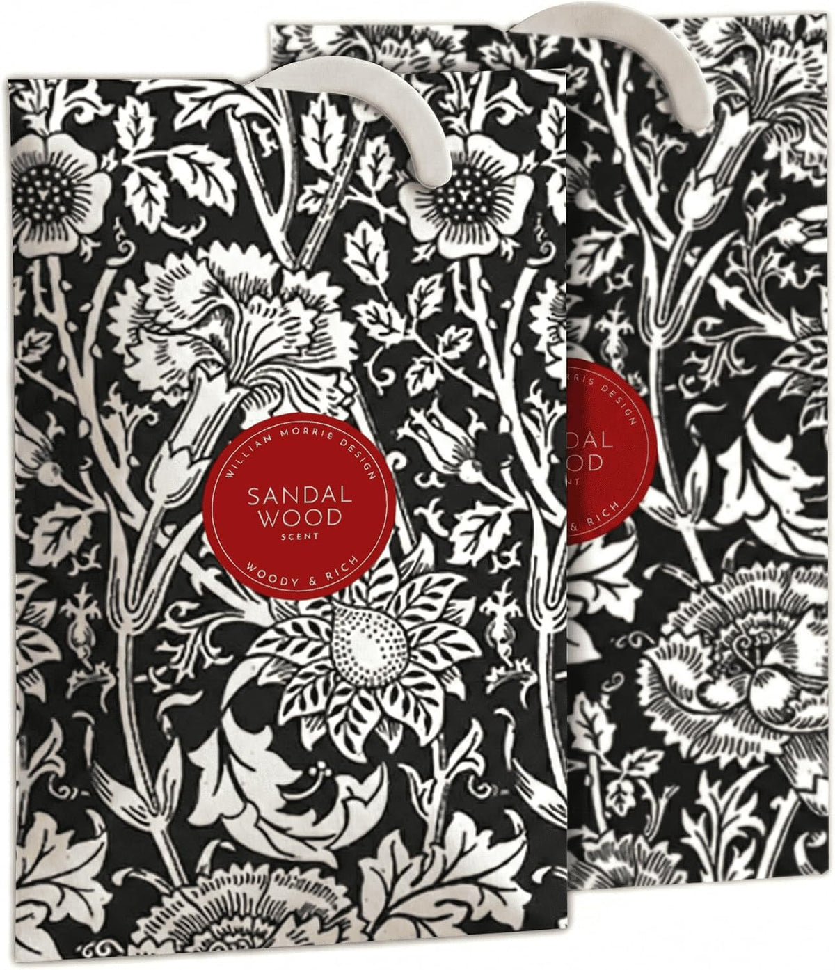 The Master Herbalist Scented Wardrobe Freshener Sachets in a William Morris Design. Available in Lavender, Sandalwood, Rose, Lily and Lilac (Sandalwood, Pack of 2)