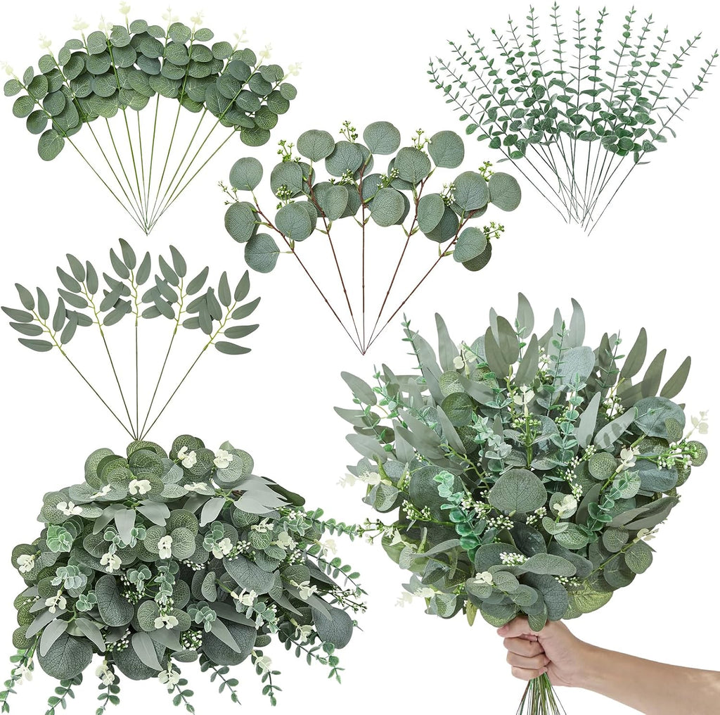 Serwalin 35PCS Artificial Mixed Eucalyptus Stems, Greenery for Centerpieces