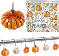 Reallnaive 12 Pcs Pumpkin Fall Shower Curtain Hooks Farmhouse, Spot