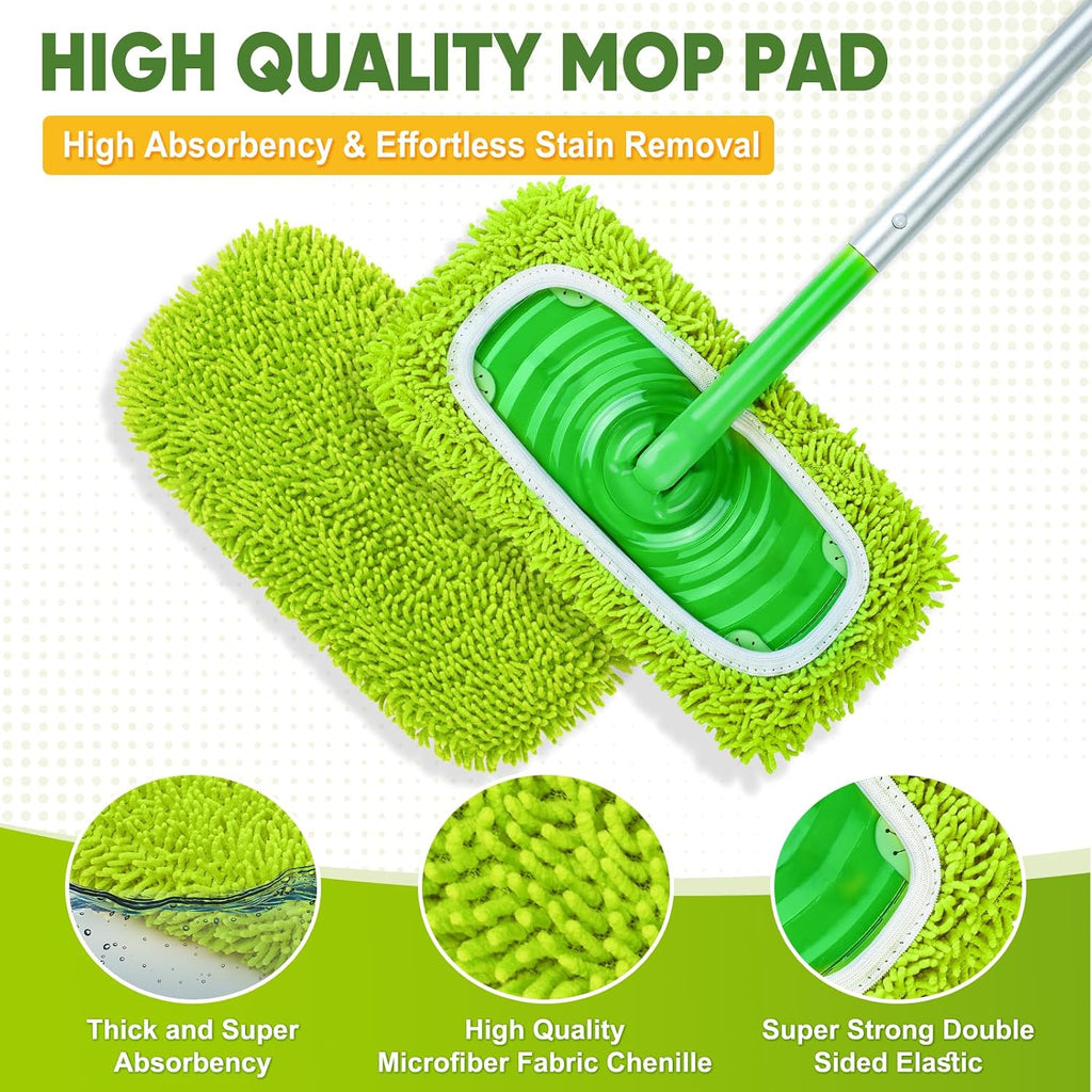 6-Pack Reusable Mop Pads Fit Swiffer Sweeper, Fluorescent Green