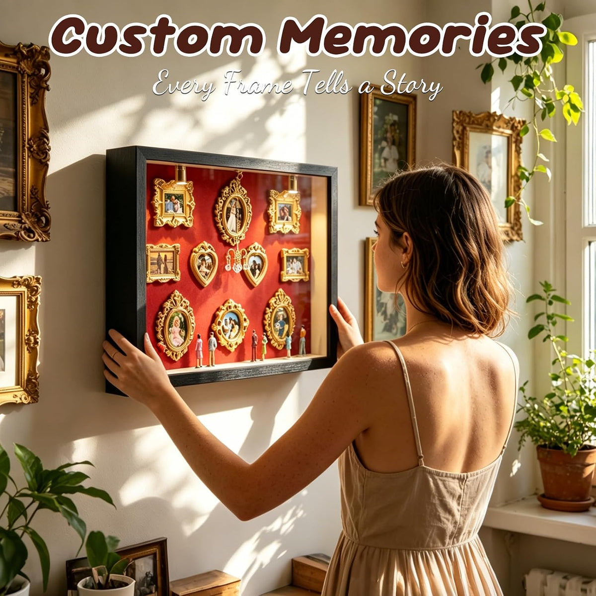 DIY Mini Museum Silhouette Box, Shadow Box Frame Kit, Red