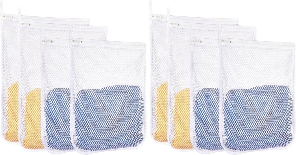 Honeycomb Mesh Laundry Bags 8 Pack (2L+2M), Durable Washing Bags with Auto-Lock Zippers, Heavy Duty Mesh Wash Bags for Delicates, Lingerie, Bra, Sock, Travel Storage Organizer