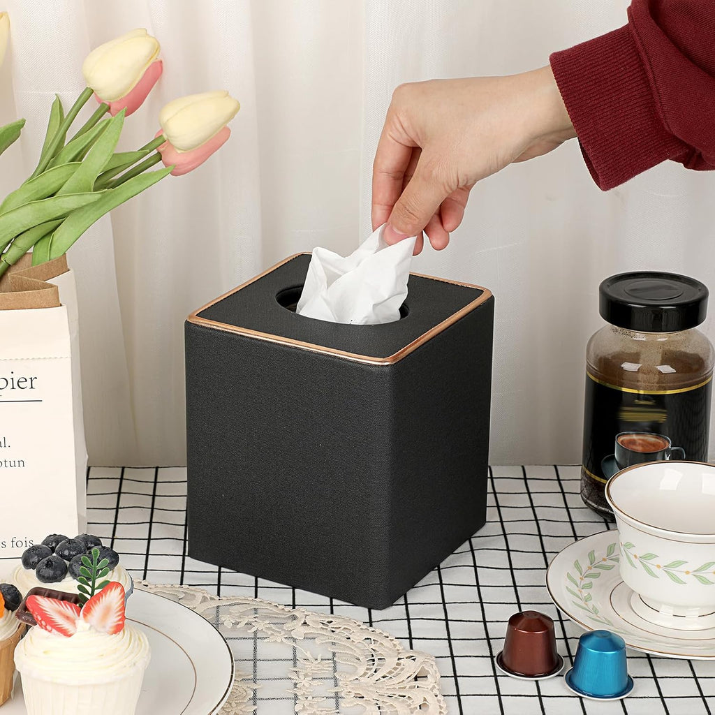 Sumnacon Linen Tissue Box Cover Square Magnetic Bottom Tissue Box Holder