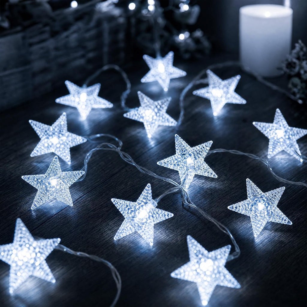 ITICdecor Outdoor Indoor Christmas Star String Lights 15Ft 30LED Cold White