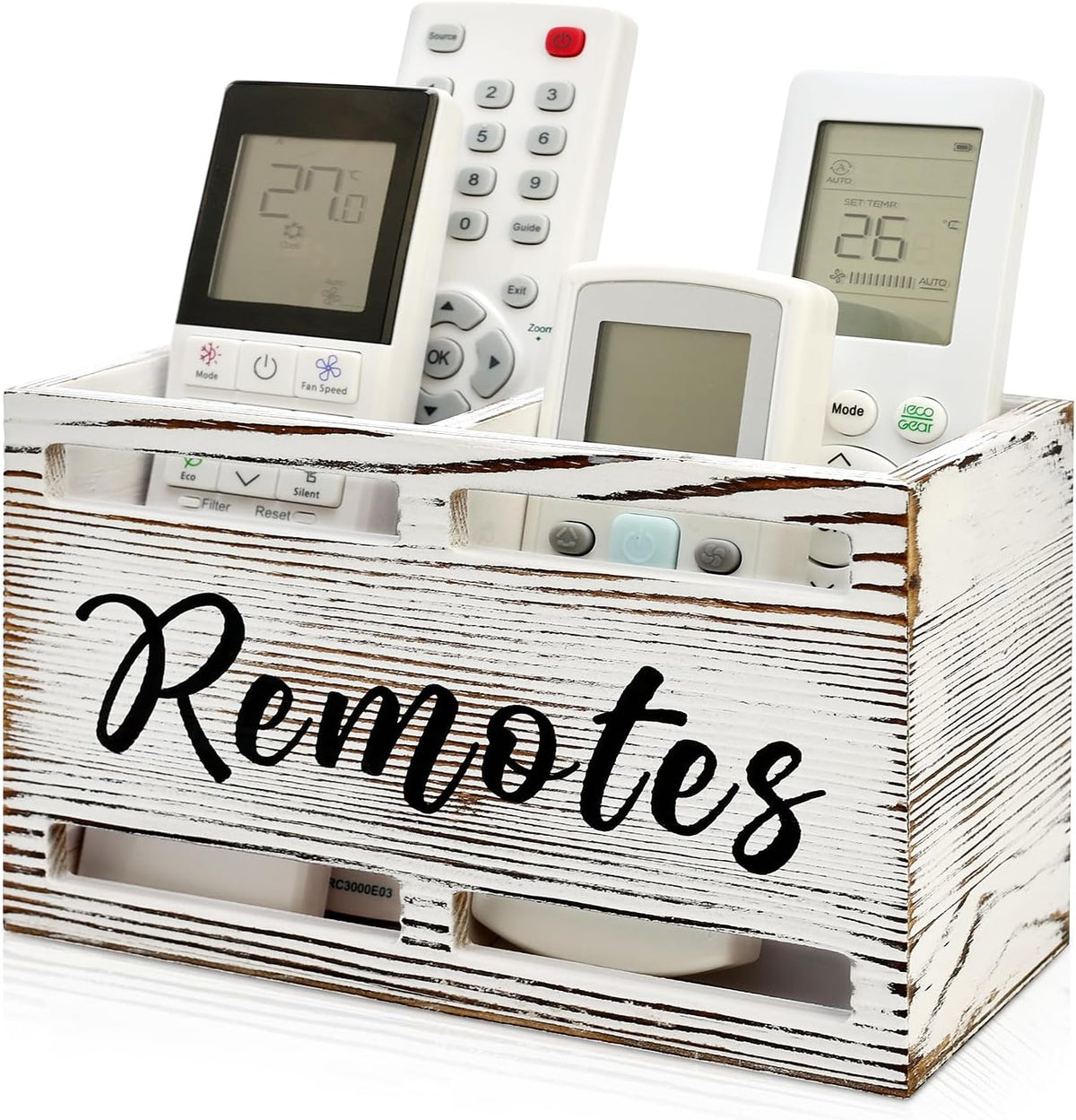 Wooden TV Remote Control Holder Wall Mount Remote Caddy Organizer for Table