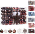 95Pcs Christmas Ball Ornaments Set,Neutral Christmas Tree Decoration Gift, Seasonal Decorative Hanging Ornament Set with Hand-held Gift Package for Xmas Tree (Coffee)