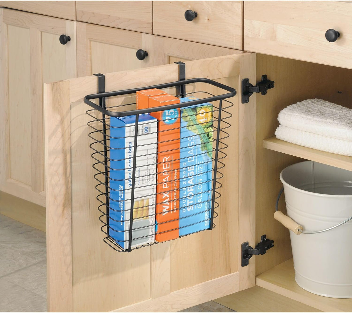 iDesign Metal Over-the-Cabinet Basket for Kitchen Storage - Matte Black
