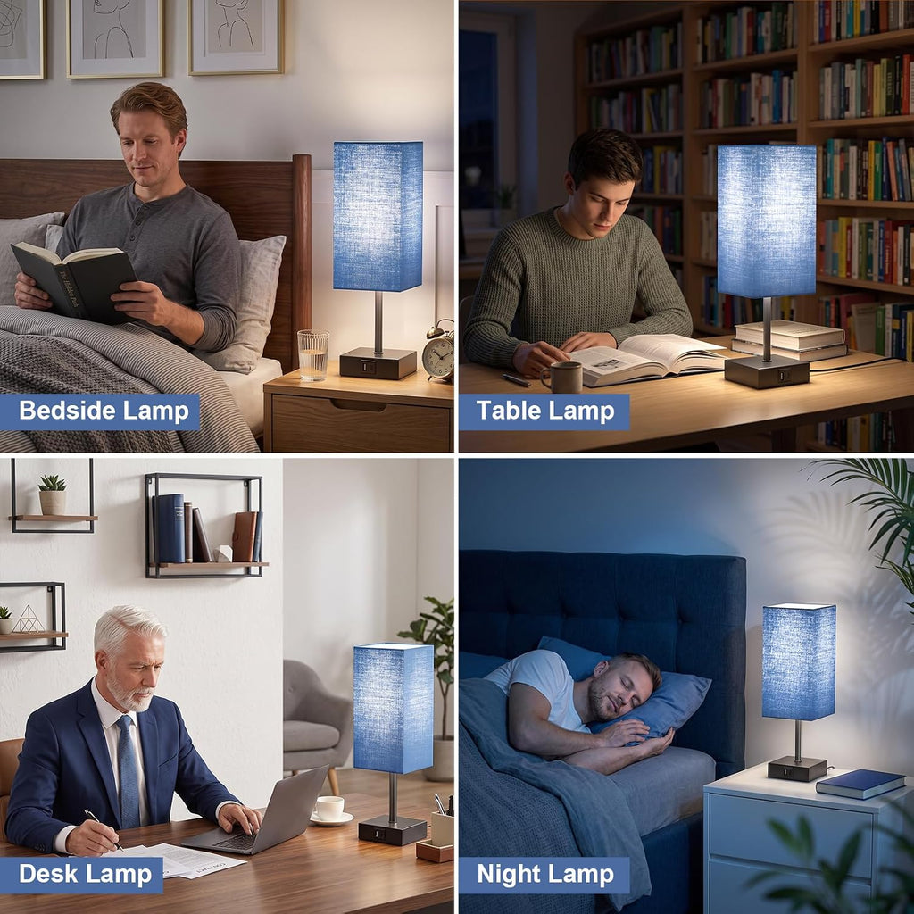 Nightstand Lamps for Bedroom Touch Bedside Table Lamp with USB C+A